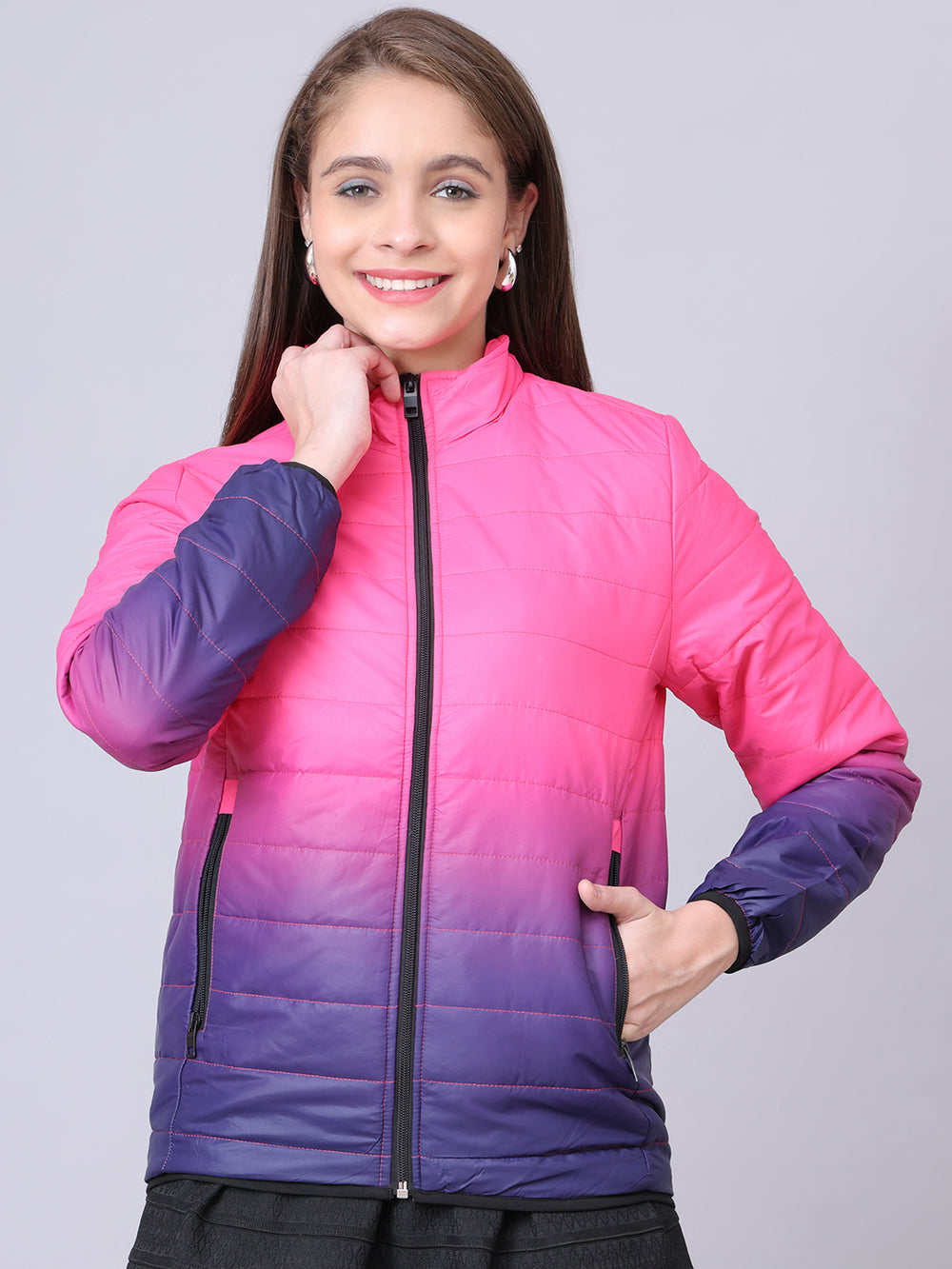 Women Jacket HM-474 - Pink / Blue