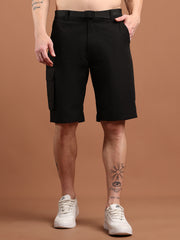 Men Regular Fit Training or Gym Cargo Shorts HM-2203 - Black