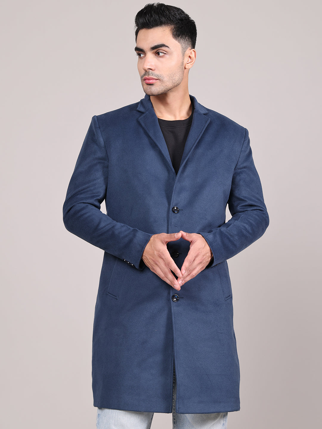 Men Notched Lapel Overcoat HMC-505 - Airforce