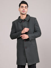 Men Spread Collar Longline Overcoat HMC-503 - Bottle Green