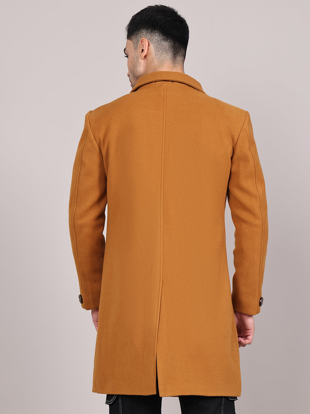 Men Spread Collar Longline Overcoat HMC-503 - Tan