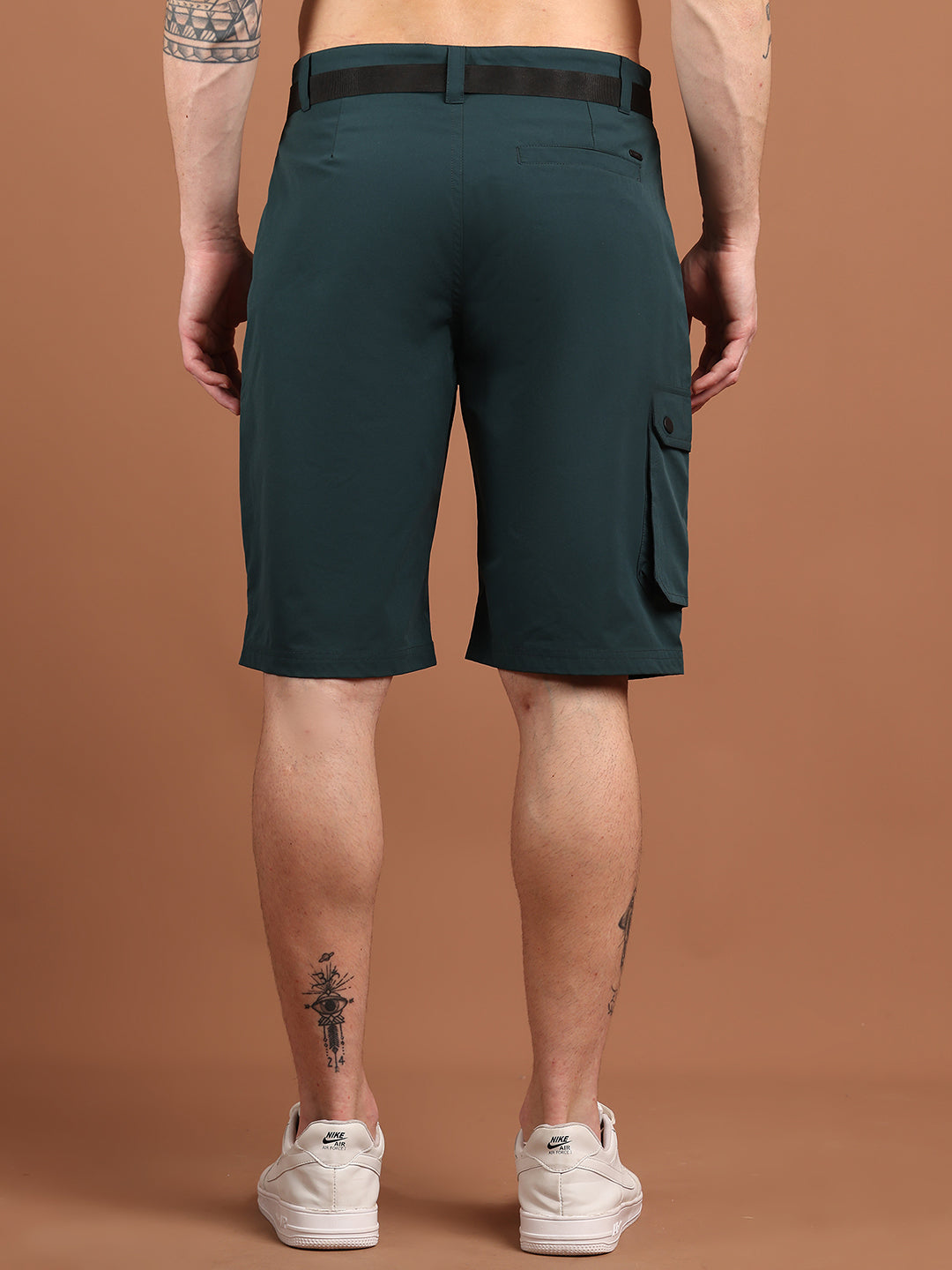 Men Regular Fit Training or Gym Cargo Shorts HM-2203 - Bottle Green