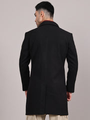 Men Spread Collar Longline Overcoat HMC-503 - Black