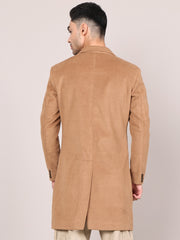 Men Notched Lapel Collar Long Overcoat HMC-502 - Tan