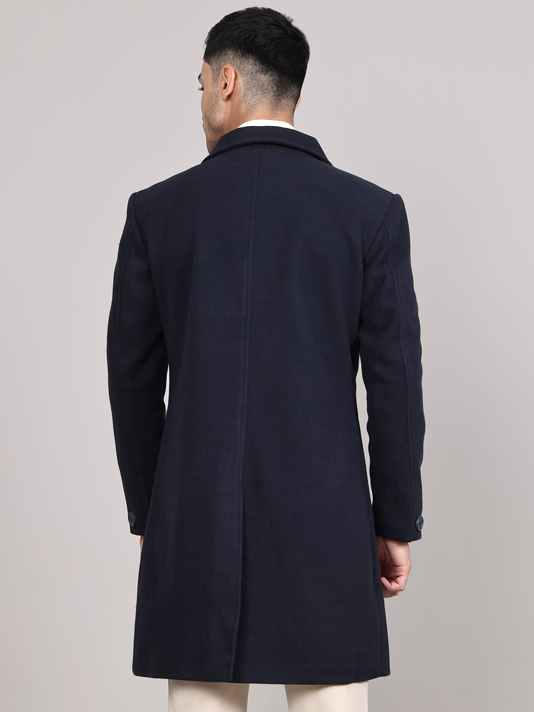 Men Spread Collar Longline Overcoat HMC-503 - Navy