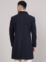 Men Spread Collar Longline Overcoat HMC-503 - Navy