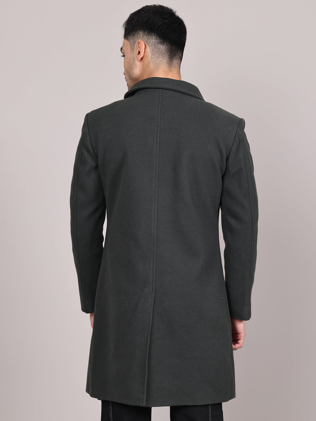 Men Spread Collar Longline Overcoat HMC-503 - Bottle Green