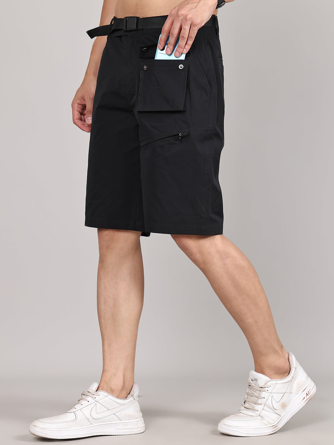 Men Training or Gym Cargo Shorts HM-2205 - Black