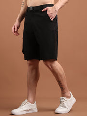 Men Regular Fit Training or Gym Cargo Shorts HM-2203 - Black