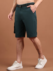 Men Regular Fit Training or Gym Cargo Shorts HM-2203 - Bottle Green