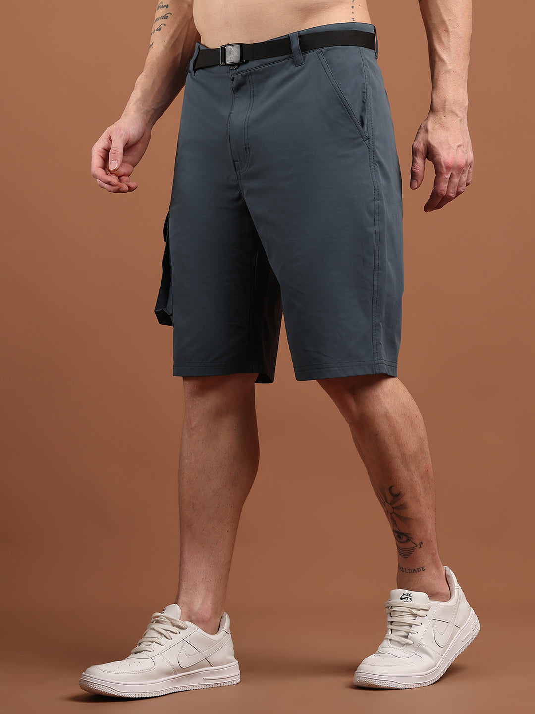 Men Regular Fit Training or Gym Cargo Shorts HM-2203 - Charcoal