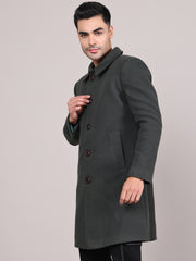 Men Spread Collar Longline Overcoat HMC-503 - Bottle Green