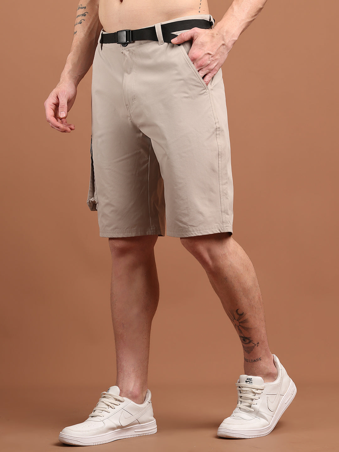 Men Regular Fit Training or Gym Cargo Shorts HM-2203 - Stone