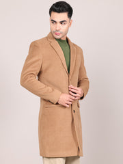 Men Notched Lapel Collar Long Overcoat HMC-502 - Tan