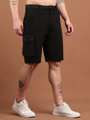 Men Regular Fit Training or Gym Cargo Shorts HM-2203 - Black