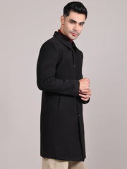 Men Spread Collar Longline Overcoat HMC-503 - Black