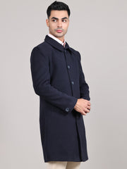 Men Spread Collar Longline Overcoat HMC-503 - Navy
