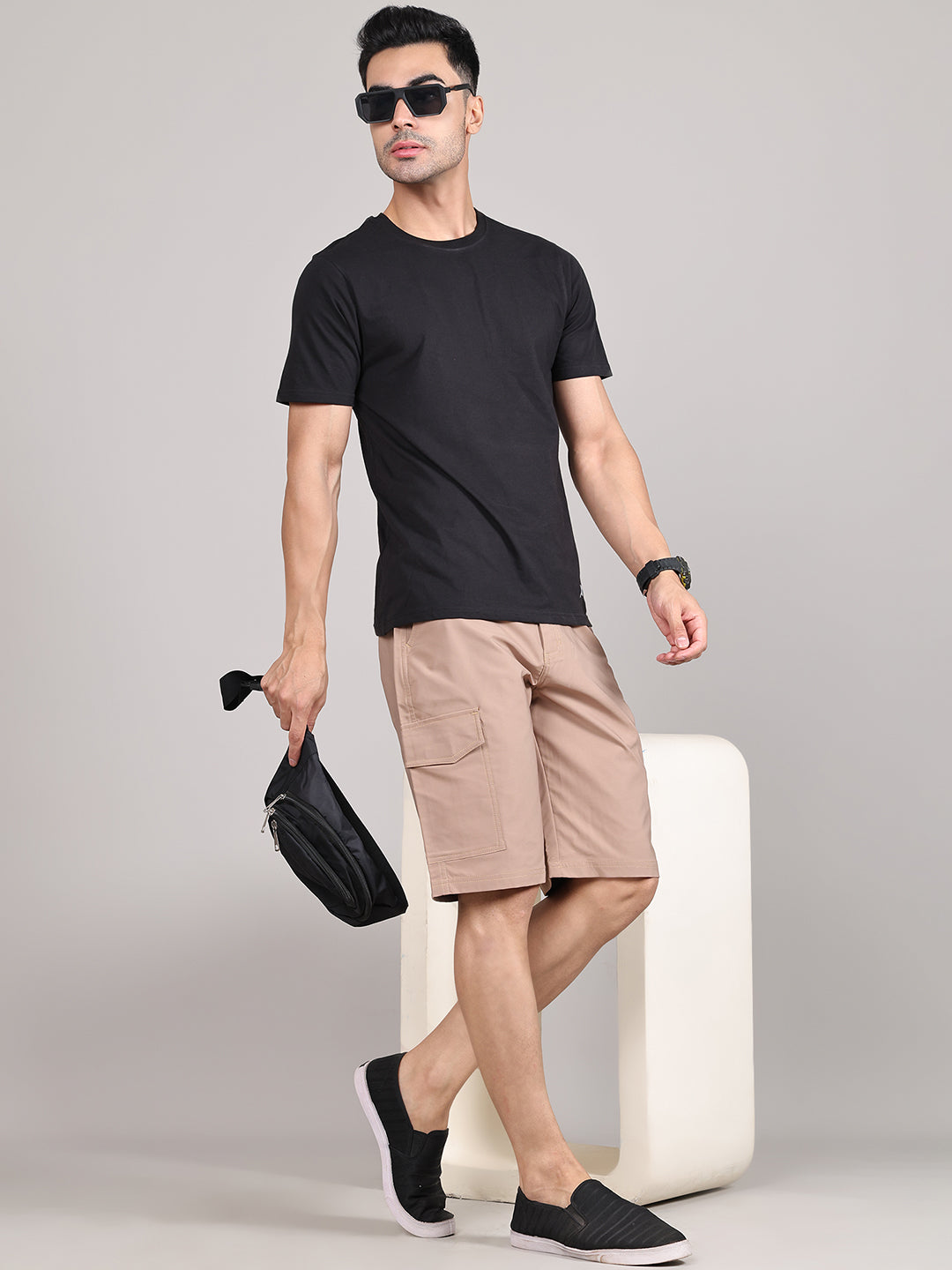 Men Regular Fit Dri-FIT Cargo Shorts HM-2200 - Beige
