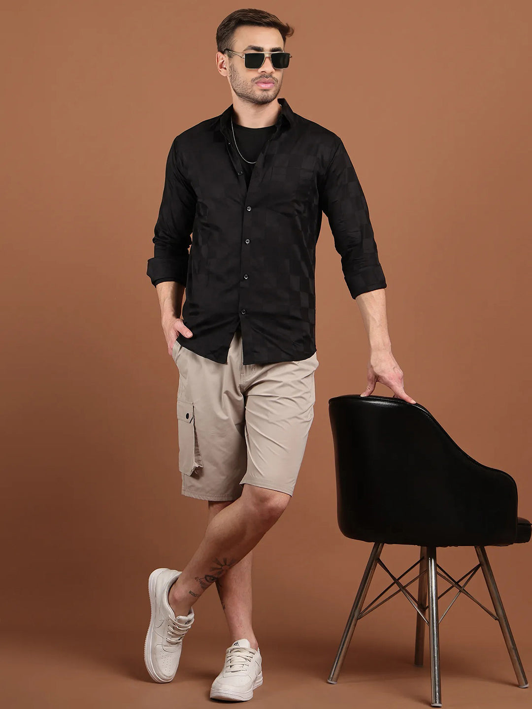 Men Regular Fit Training or Gym Cargo Shorts HM-2203 - Stone
