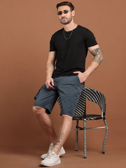 Men Regular Fit Training or Gym Cargo Shorts HM-2203 - Charcoal