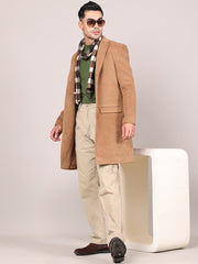 Men Notched Lapel Collar Long Overcoat HMC-502 - Tan