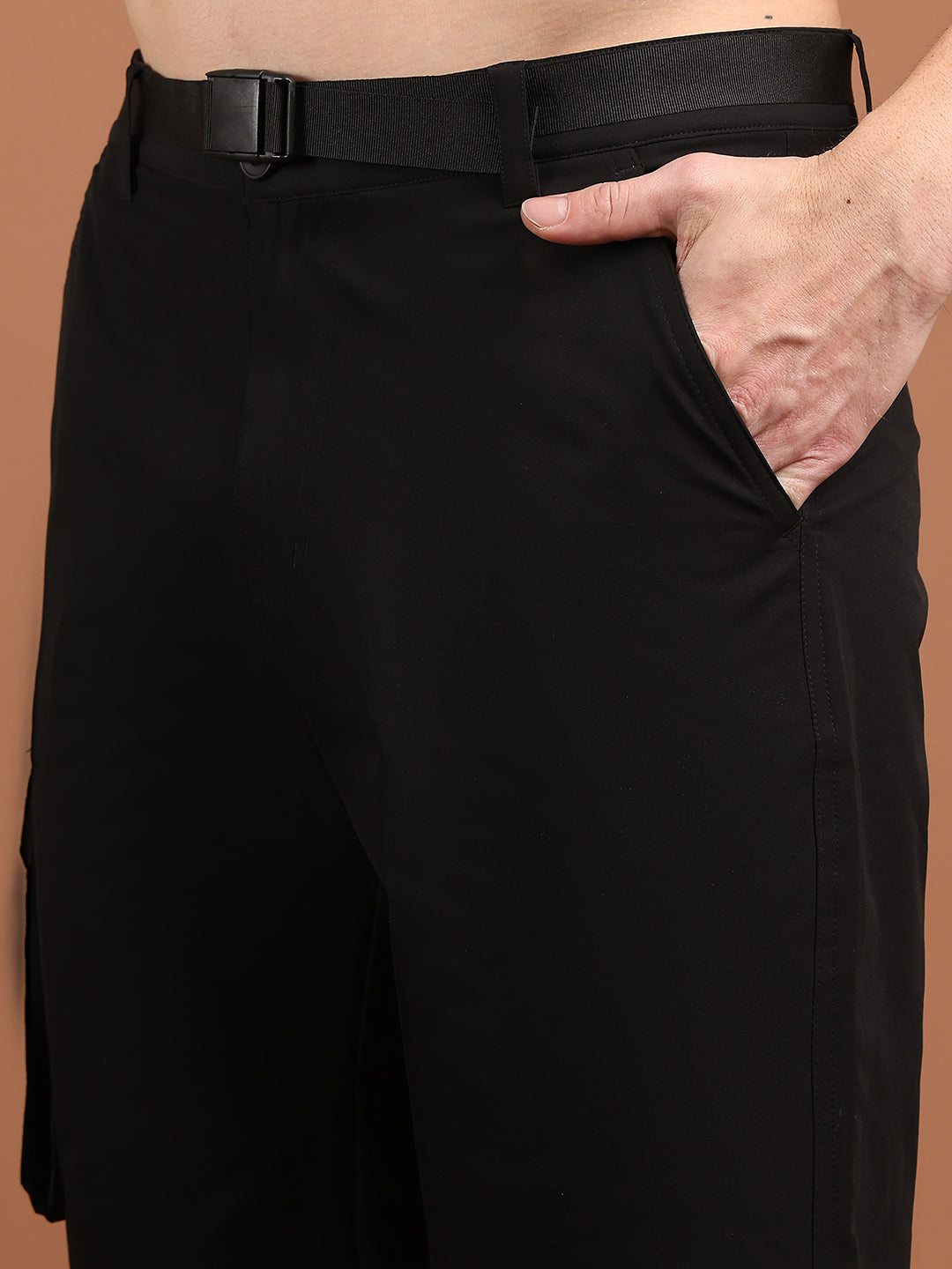 Men Regular Fit Training or Gym Cargo Shorts HM-2203 - Black