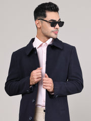Men Spread Collar Longline Overcoat HMC-503 - Navy