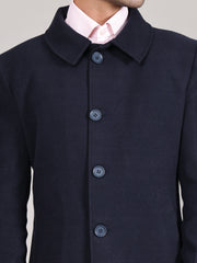 Men Spread Collar Longline Overcoat HMC-503 - Navy