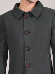 Men Spread Collar Longline Overcoat HMC-503 - Bottle Green
