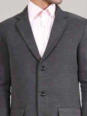 Men Notched Lapel Collar Long Overcoat HMC-502 - Light Grey