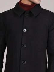 Men Spread Collar Longline Overcoat HMC-503 - Black