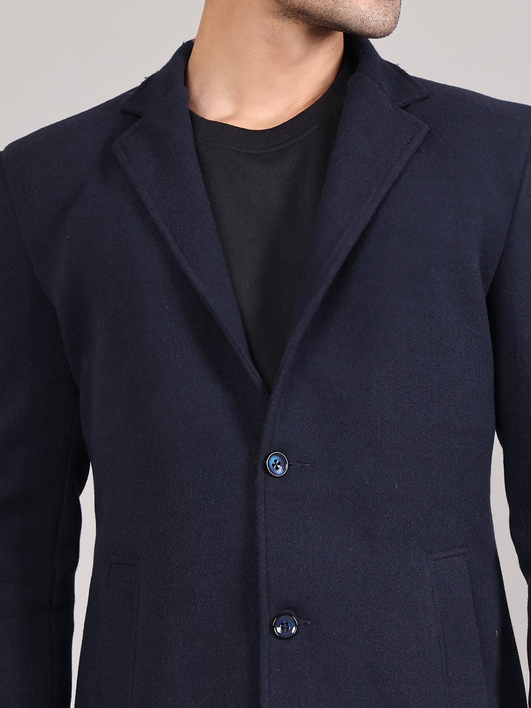 Men Notched Lapel Overcoat HMC-505 - Navy