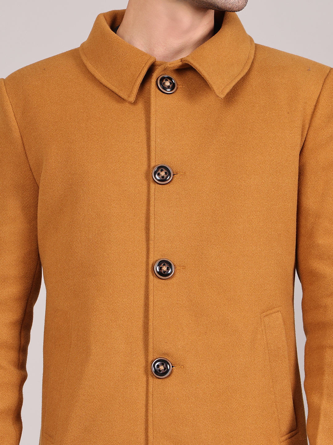 Men Spread Collar Longline Overcoat HMC-503 - Tan