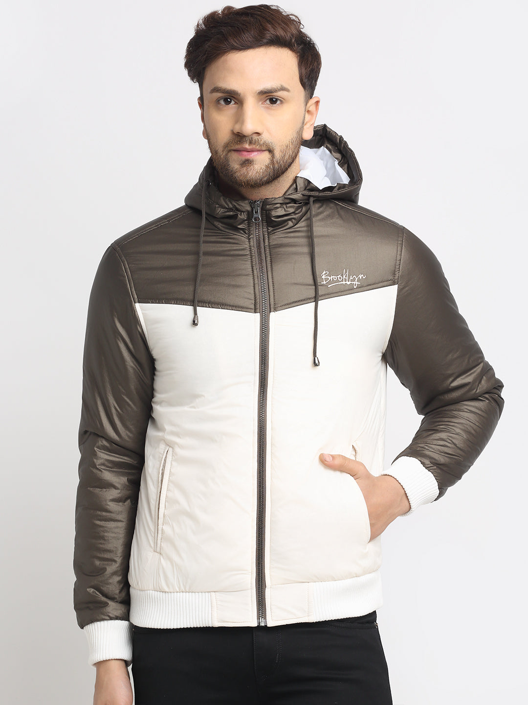 Men Jacket HM-324 - Dark Grey / Cream