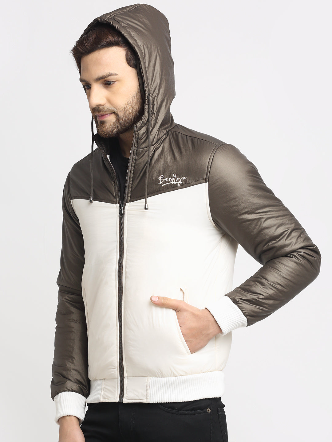 Men Jacket HM-324 - Dark Grey / Cream