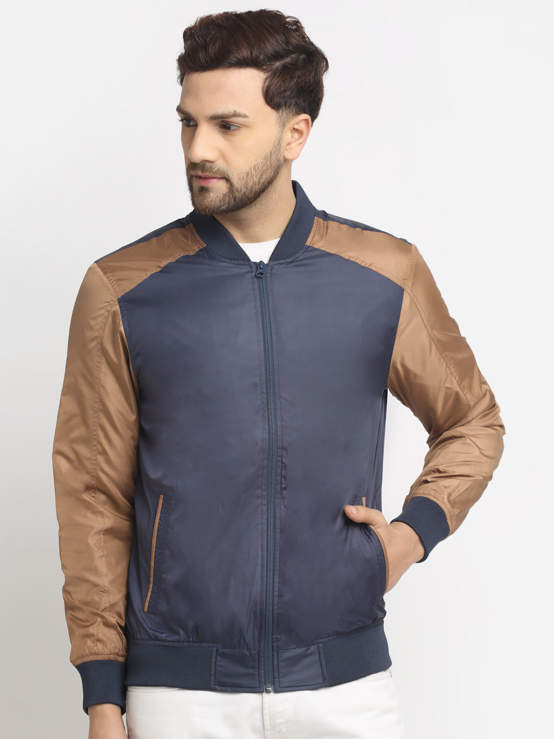 Men Jacket HM-325A - Tan / Navy