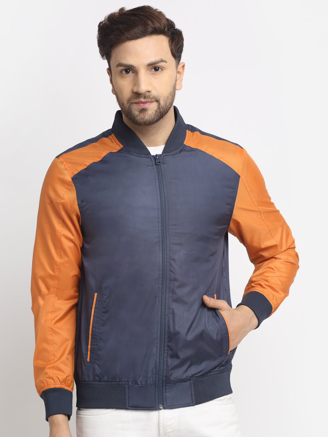 Men Jacket HM-325C - Orange / Navy