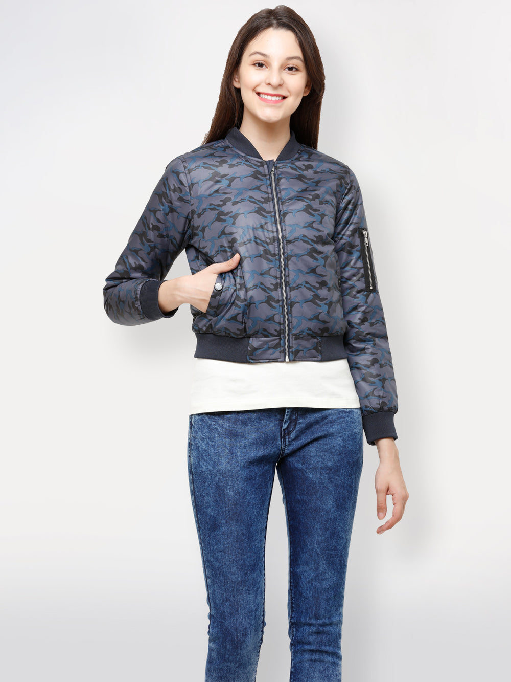 Women Jacket HM-348B - Camo/Navy