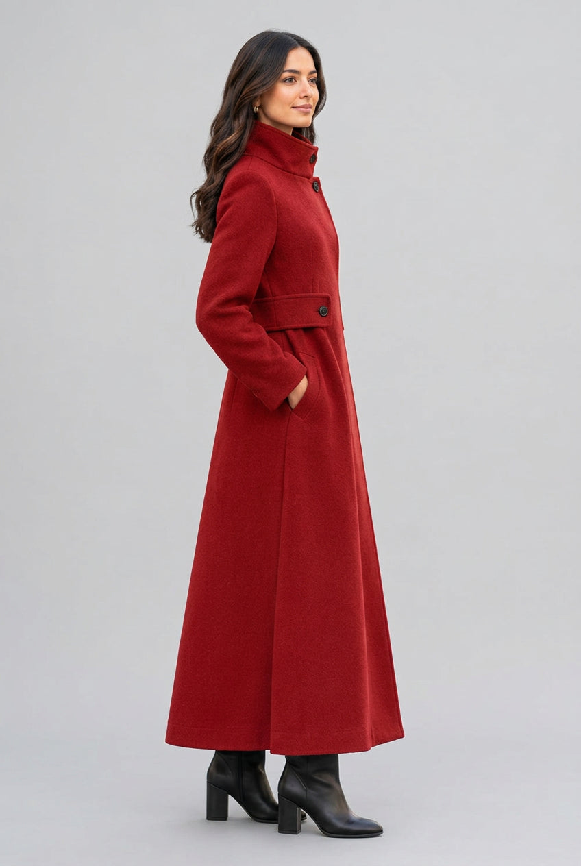 House of Vedas Women very long  coat Hm- 512 Red.