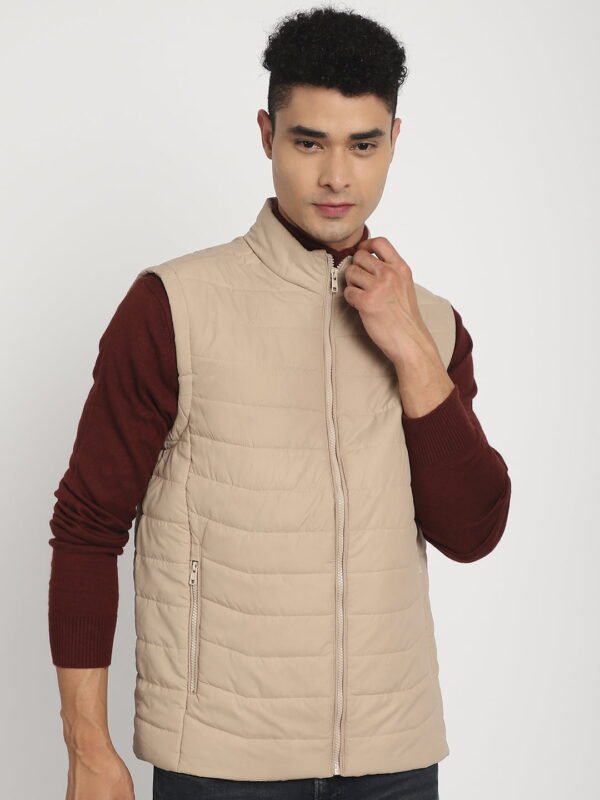 Premium Sleeveless Khaki Puffer Jacket