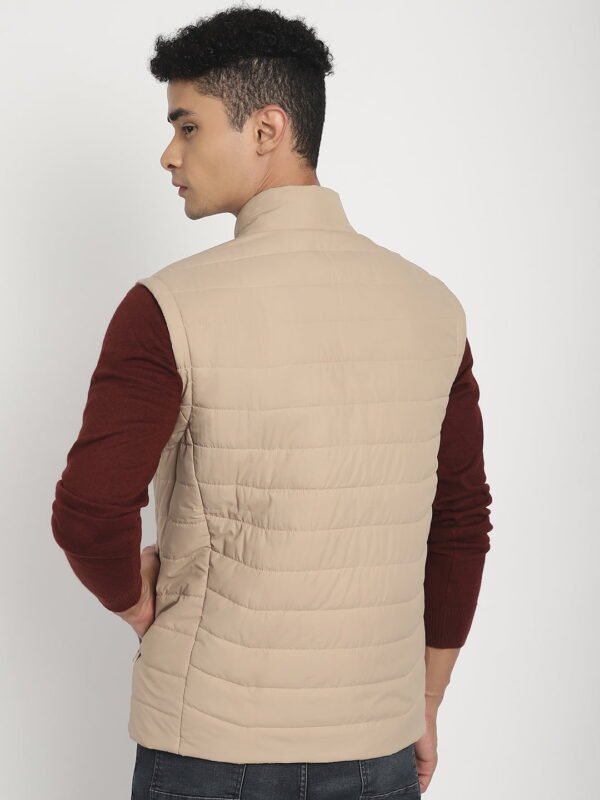 Premium Sleeveless Khaki Puffer Jacket - Image 2