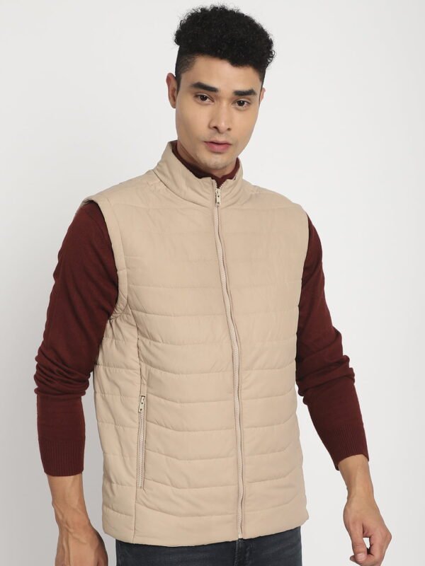 Premium Sleeveless Khaki Puffer Jacket - Image 3