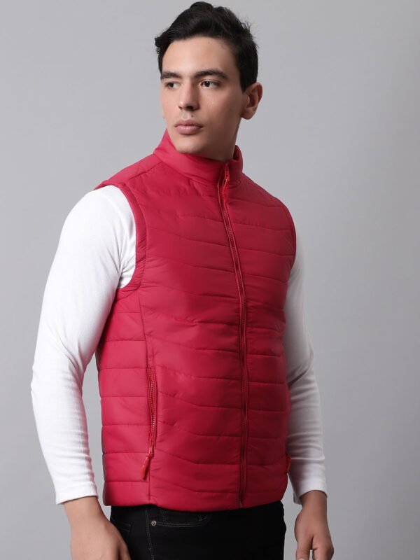 Men Sleeveless Red Puffer Jacket - Image 3