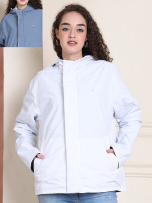 HOUSE of VEDAS Womens Rain Jacket Product Display for Online Shopping. Versatile biking jacket with a professional look in In