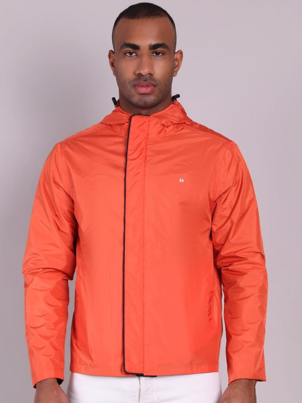 HOUSE OF VEDAS navy rust raincoat detail view Perfect Size for men online shopping in India.