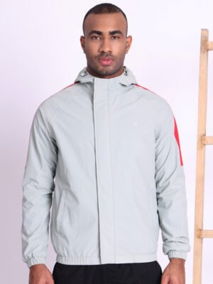 HOUSE OF VEDAS Mint Rain Jacket Modern Style Product Display for Men in India. Trending waterproof