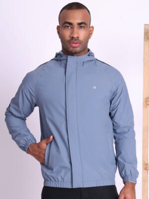 HOUSE OF VEDAS Indigo Rain Jacket for Men - Elegant Finish Product Display in India.