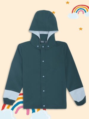 HOUSE OF VEDAS Modern Style Product Display of a Green Raincoat for Boys Online Shopping in India.