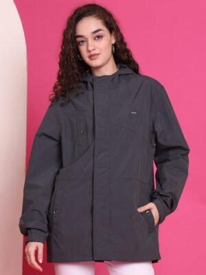 Premium Quality HOUSE OF VEDAS Womens Rain Jacket Product Display in India. Waterproof windcheater online shopping.