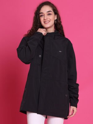 HOUSE OF VEDAS Womens Rain Jacket Product Display. Elegant Finish biking jacket for adults Online Shopping in India.